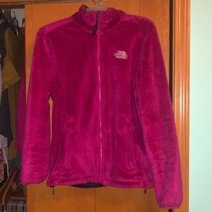 Pink North Face Fuzzy Fleece Jacket Size Medium